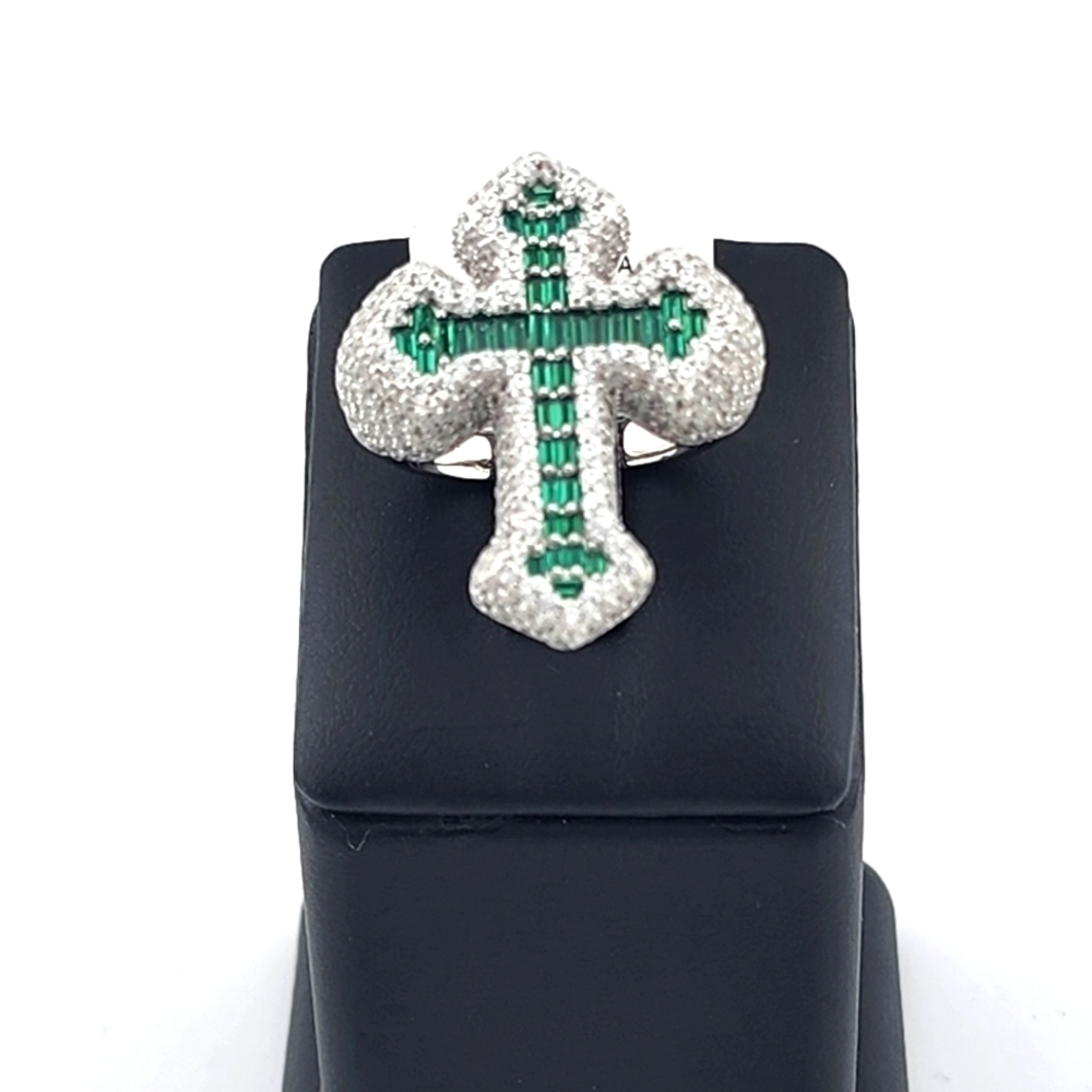 925 Silver Cross Ring With Cubic Zirconia Stones